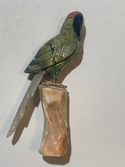Statuette de Perroquet 'Amazone' Fait Main – Pièce Artisanale aux Très Belles Finitions, Objet Décoratif Unique et Élégant - 12 x 6 x 4 cm - 170,8 g