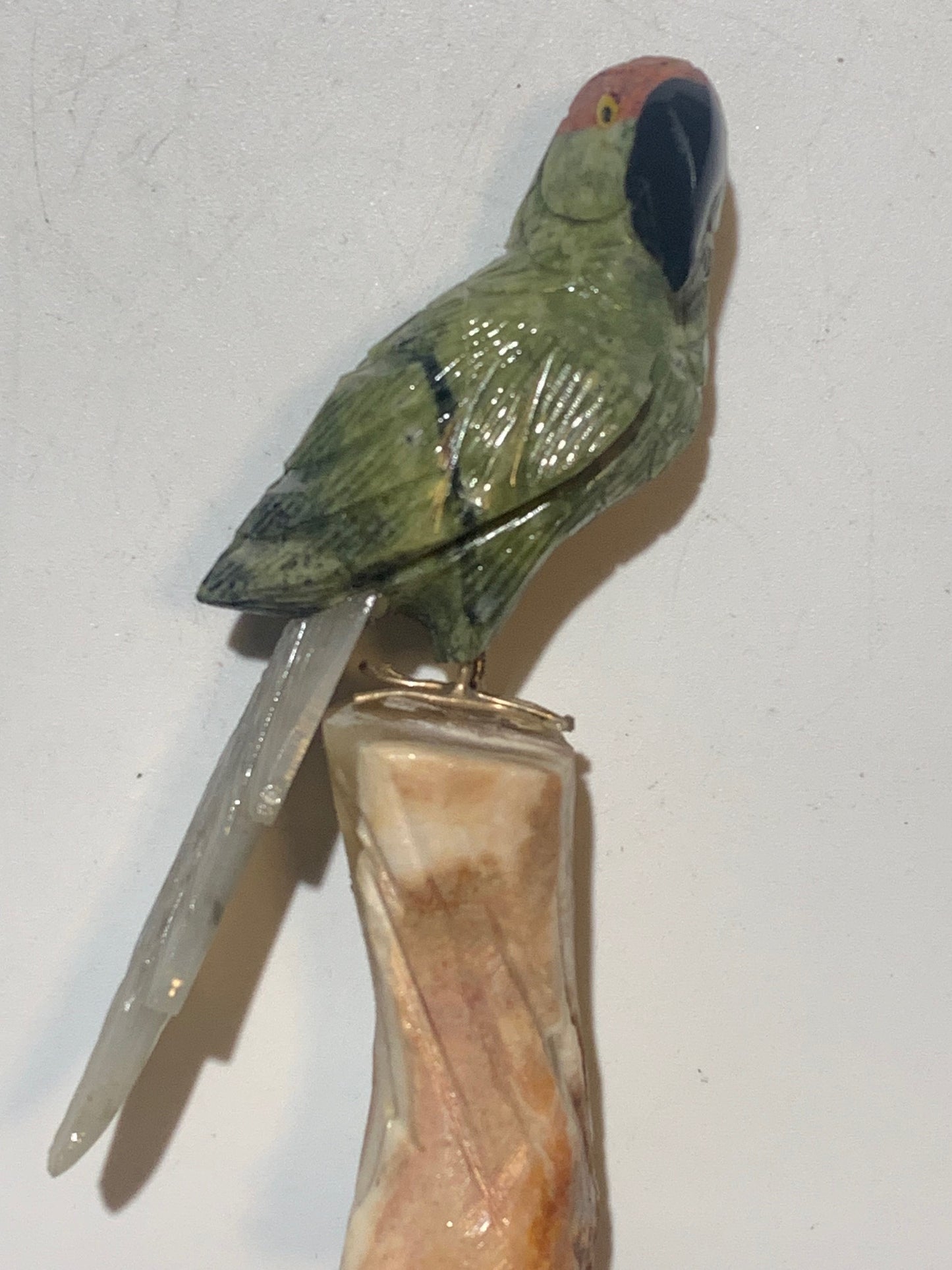 Statuette de Perroquet 'Amazone' Fait Main – Pièce Artisanale aux Très Belles Finitions, Objet Décoratif Unique et Élégant - 12 x 6 x 4 cm - 170,8 g