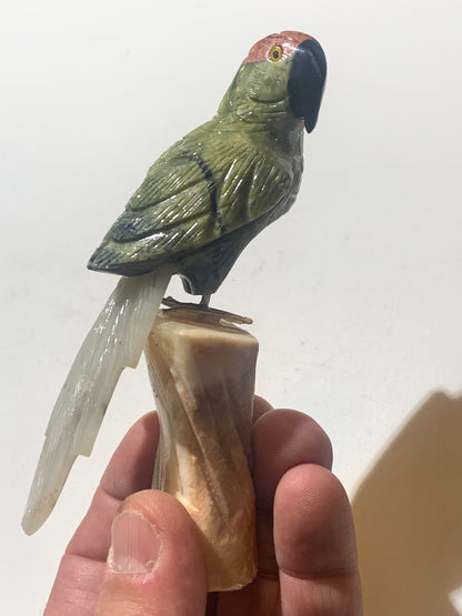 Statuette de Perroquet 'Amazone' Fait Main – Pièce Artisanale aux Très Belles Finitions, Objet Décoratif Unique et Élégant - 12 x 6 x 4 cm - 170,8 g
