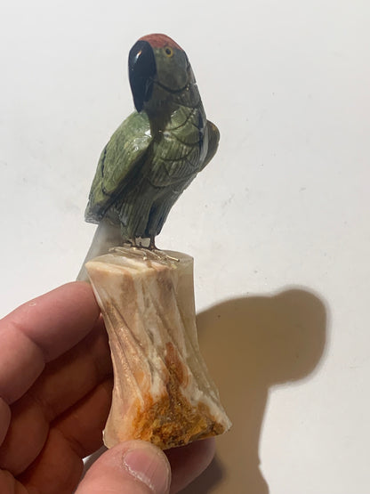 Statuette de Perroquet 'Amazone' Fait Main – Pièce Artisanale aux Très Belles Finitions, Objet Décoratif Unique et Élégant - 12 x 6 x 4 cm - 170,8 g