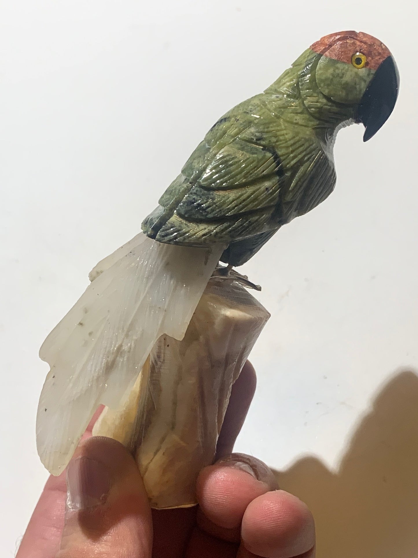 Statuette de Perroquet 'Amazone' Fait Main – Pièce Artisanale aux Très Belles Finitions, Objet Décoratif Unique et Élégant - 12 x 6 x 4 cm - 170,8 g