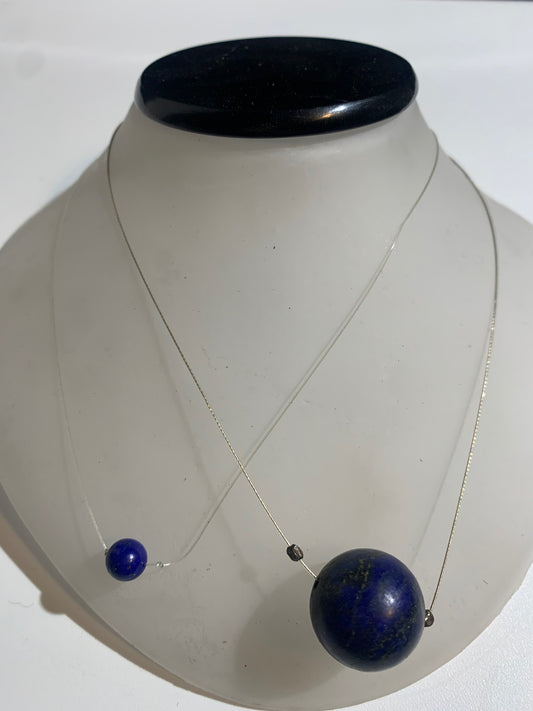 Lapis-Lazuli – Colliers avec Perles Uniques de Tailles Variées (6 à 20 mm) – Création Zen Curiosity – Cordon Transparent ou Fil Métal avec Fermoir en Argent