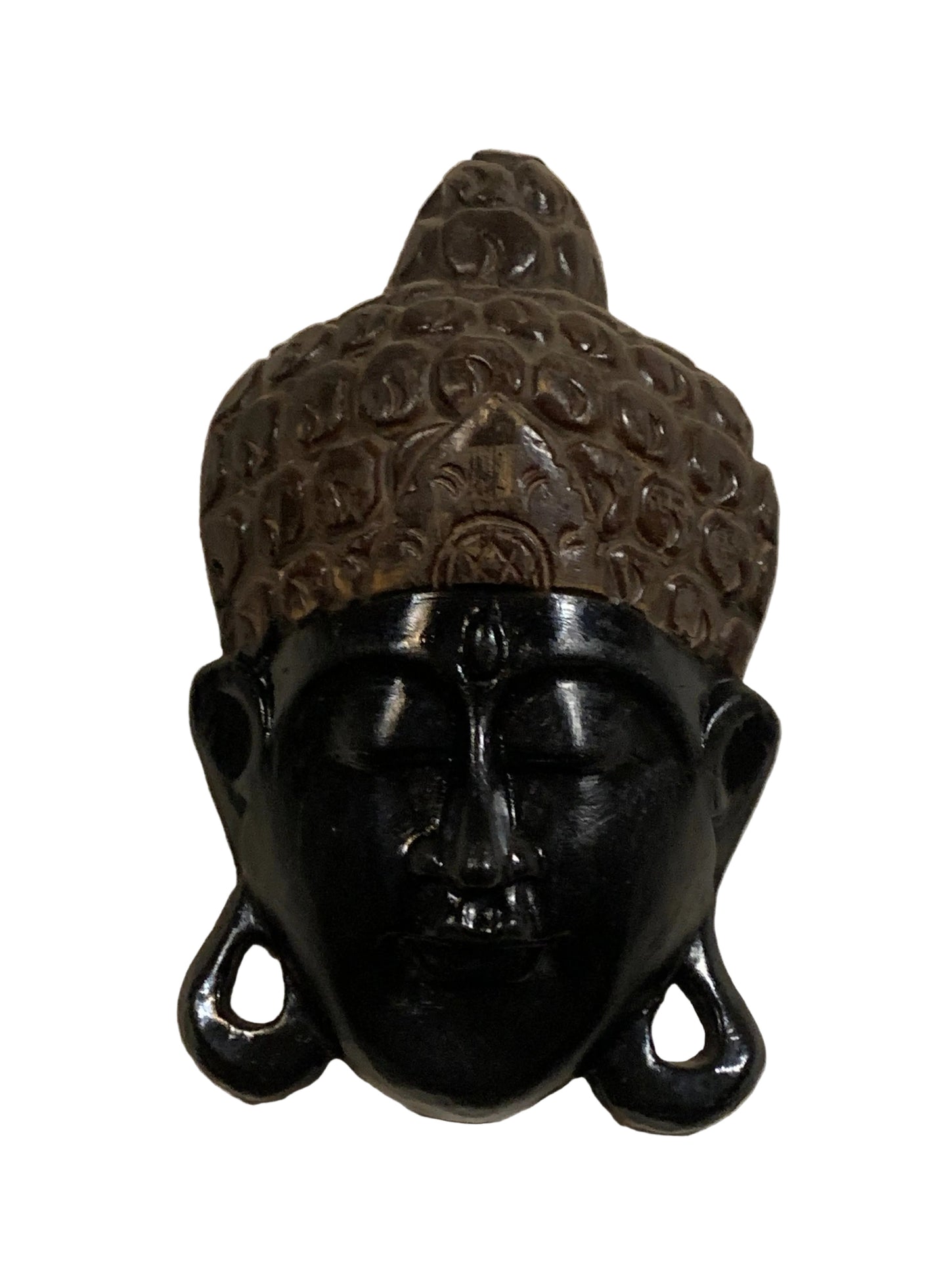 Masque mural de Bouddha en bois, sculpté et peint à la main au Népal, pour décoration intérieure – 25 × 15 × 7 cm