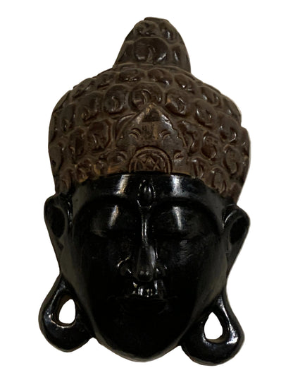 Masque mural de Bouddha en bois, sculpté et peint à la main au Népal, pour décoration intérieure – 25 × 15 × 7 cm
