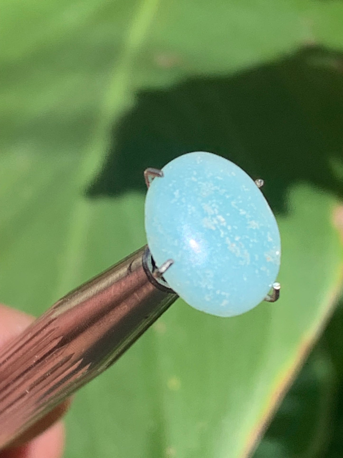 Amazonite, cabochon ancien de 12mm x10 x3 - 3,5 carats. Parfait en bijouterie, collection ,exposition...