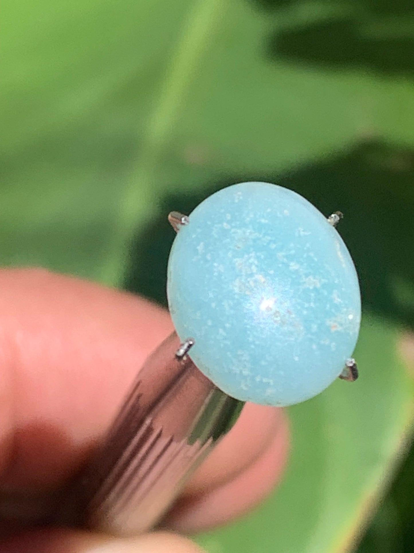 Amazonite, cabochon ancien de 12mm x10 x3 - 3,5 carats. Parfait en bijouterie, collection ,exposition...