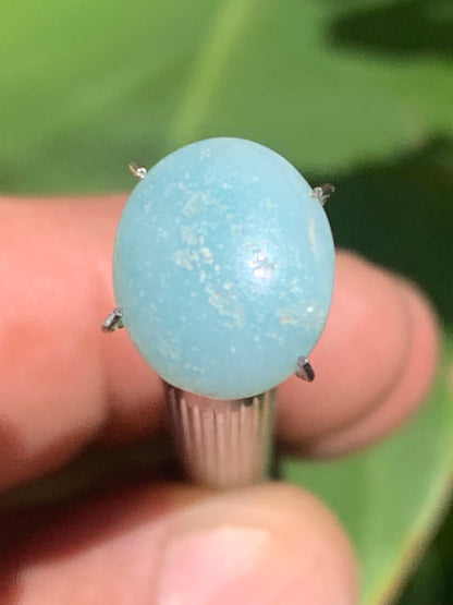 Amazonite, cabochon ancien de 12mm x10 x3 - 3,5 carats. Parfait en bijouterie, collection ,exposition...