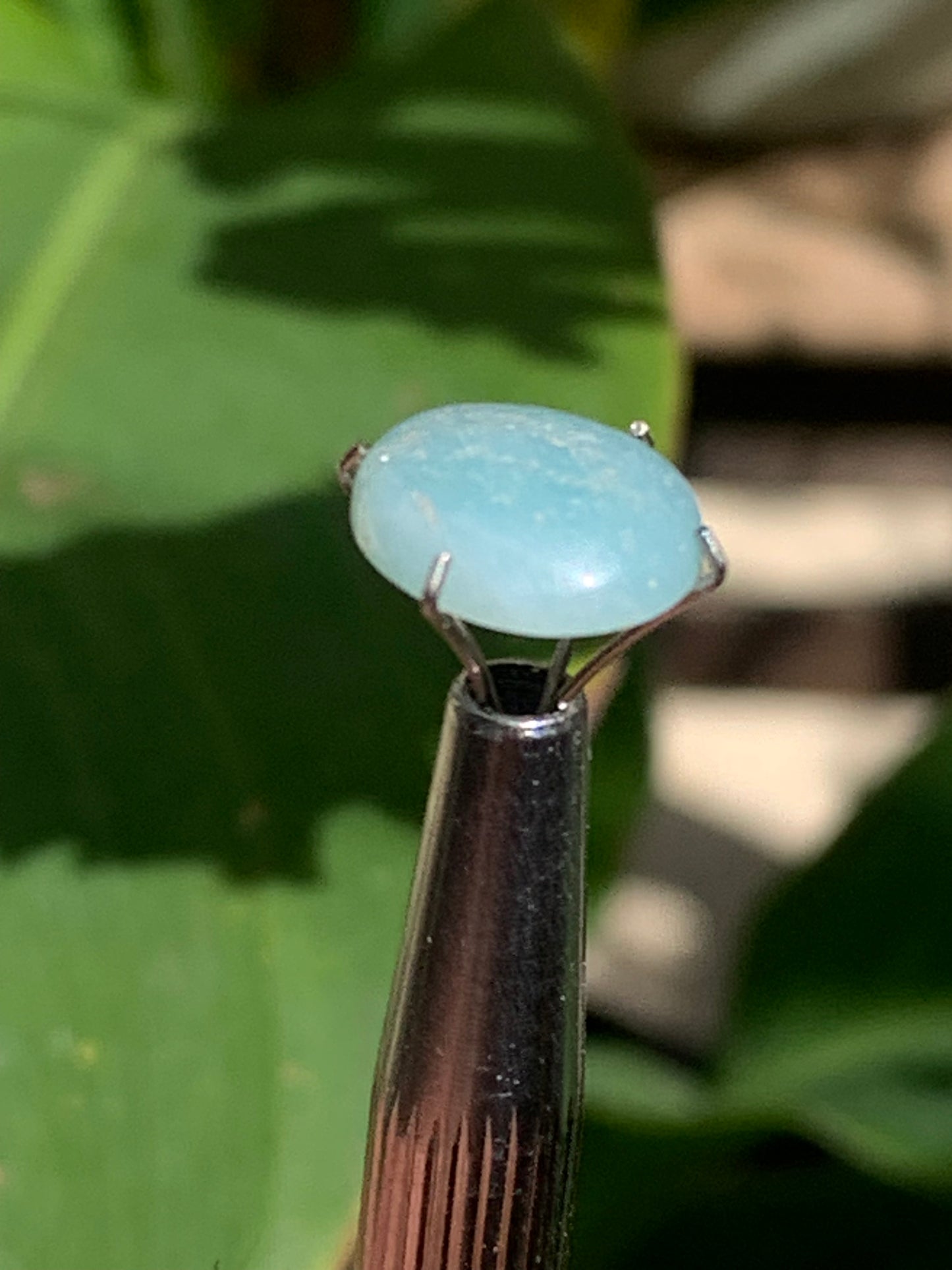 Amazonite, cabochon ancien de 12mm x10 x3 - 3,5 carats. Parfait en bijouterie, collection ,exposition...