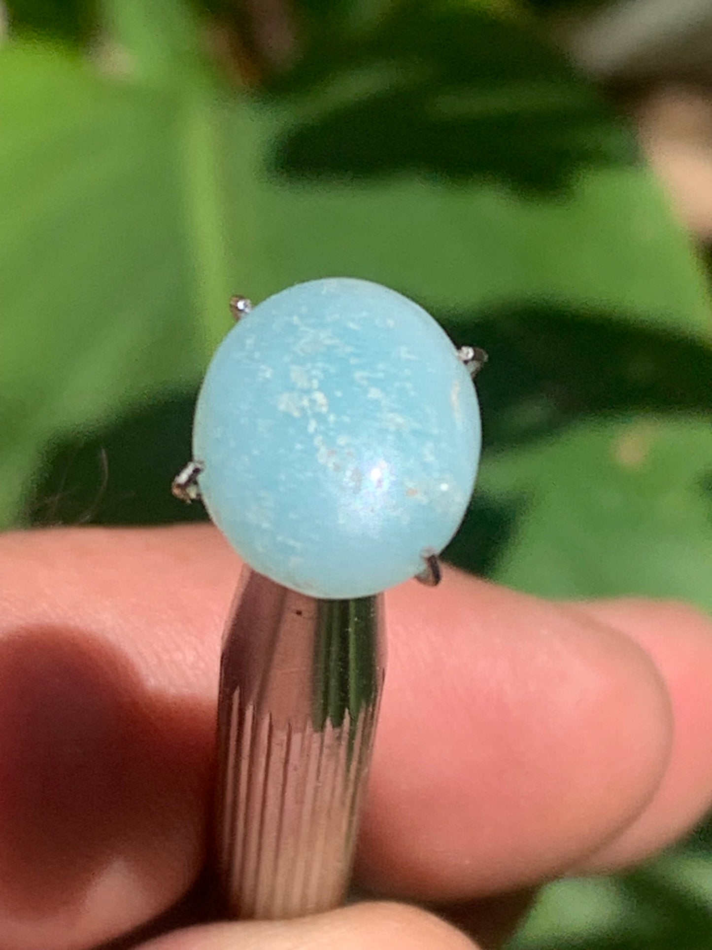 Amazonite, cabochon ancien de 12mm x10 x3 - 3,5 carats. Parfait en bijouterie, collection ,exposition...