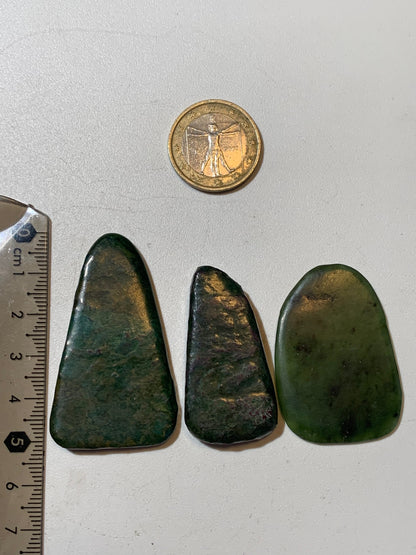 Jadeite - 3 pebbles of your choice, sold individually or in sets - 40 x 30 x 6 mm on average