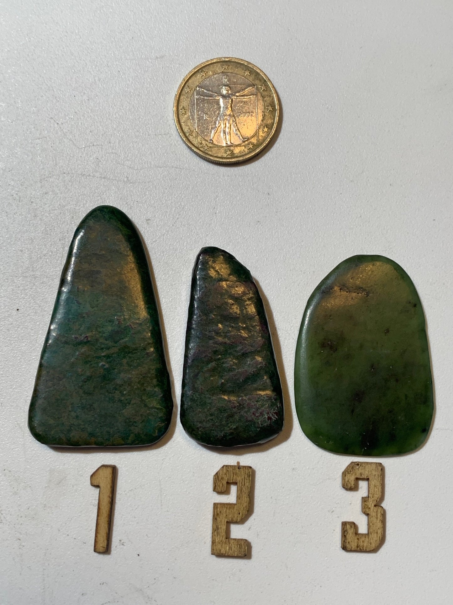 Jadeite - 3 pebbles of your choice, sold individually or in sets - 40 x 30 x 6 mm on average
