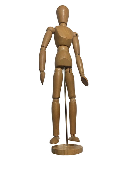 Mannequin miniature avec articulations - 33 x 8 x 6 cm - Recommandé pour l’étude des mouvements. Il se compose de rotules, de petites vis, et de ressorts pour un mouvement articulaire très spécial.