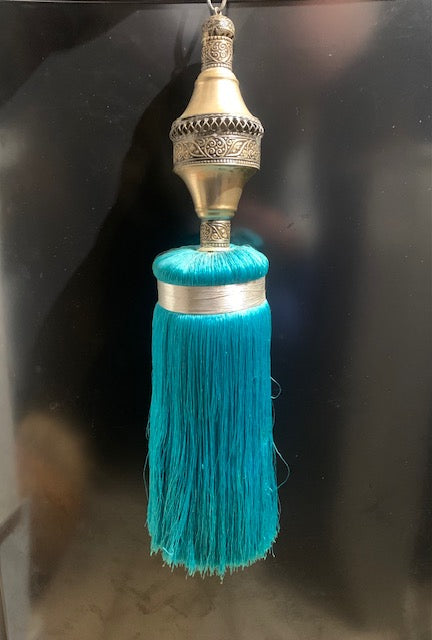 Embrasse marocaine avec motif artisanal pour rideau ou décoration - 40 cm de haut x 7,5 cm de diamètre