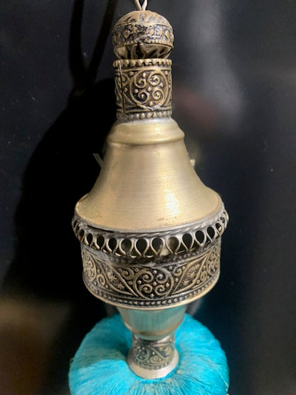 Embrasse marocaine avec motif artisanal pour rideau ou décoration - 40 cm de haut x 7,5 cm de diamètre