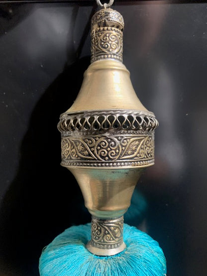 Embrasse marocaine avec motif artisanal pour rideau ou décoration - 40 cm de haut x 7,5 cm de diamètre