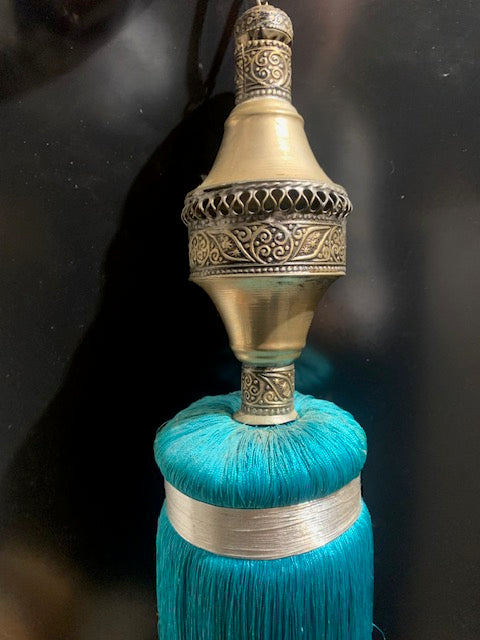 Embrasse marocaine avec motif artisanal pour rideau ou décoration - 40 cm de haut x 7,5 cm de diamètre