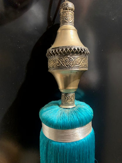Embrasse marocaine avec motif artisanal pour rideau ou décoration - 40 cm de haut x 7,5 cm de diamètre