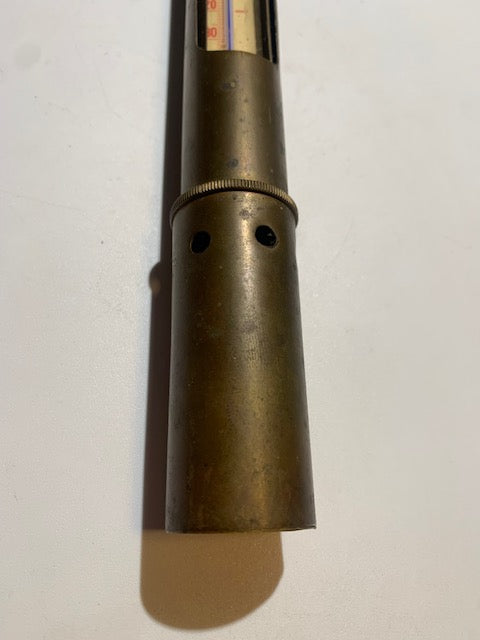 Thermomètre nautique ancien en laiton - 31 cm de haut x 3,5 cm de diamètre