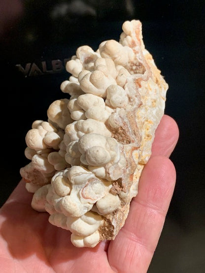Aragonite blanche botryoïdale, éventuellement appelée aragonite coralloïde ou en grappes - 116 x 77 x 47 mm - 355,6 gr.