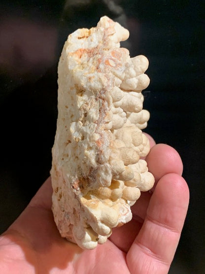Aragonite blanche botryoïdale, éventuellement appelée aragonite coralloïde ou en grappes - 116 x 77 x 47 mm - 355,6 gr.