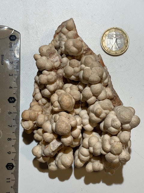 Aragonite blanche botryoïdale, éventuellement appelée aragonite coralloïde ou en grappes - 116 x 77 x 47 mm - 355,6 gr.