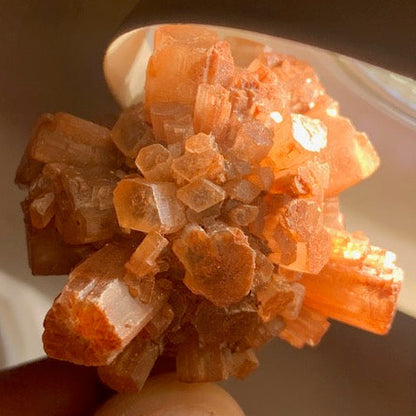 Aragonite en cristaux prismatiques orange - 50 x 42 x 40 mm - 63,7 gr.