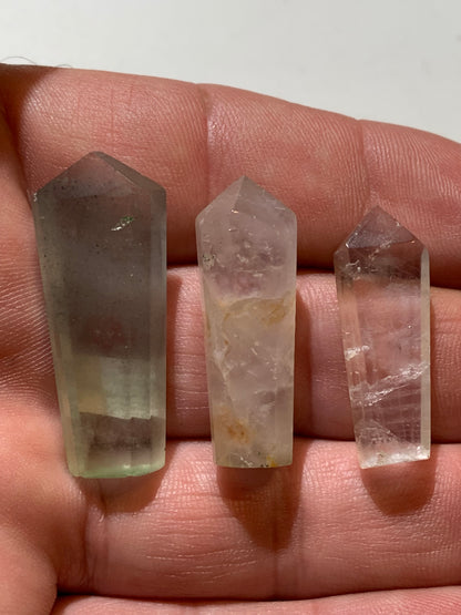 Fluorite multicolore - Lot de 3 petites pointes/ lasers 35 à 30 mm - Parfait pour la bijouterie ou collection