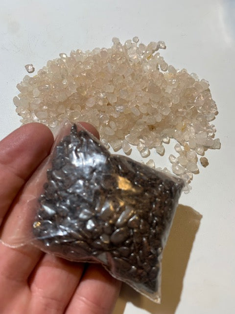 Kit de recharge : Hématite + Quartz rose - Pour recharger énergétiquement les minéraux et bijoux en pierres - 300 gr.