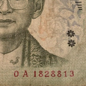 Billet de Thaïlande (20 baht) avec la figure du Roi – 14 × 7 cm