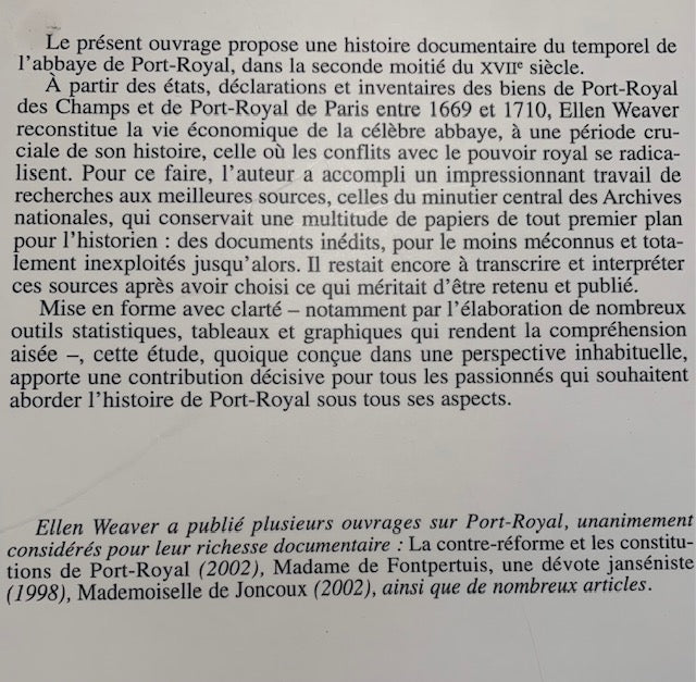 Livre relié : Le domaine de Port-Royal - Par F. Ellen Weaver chez Nolin
