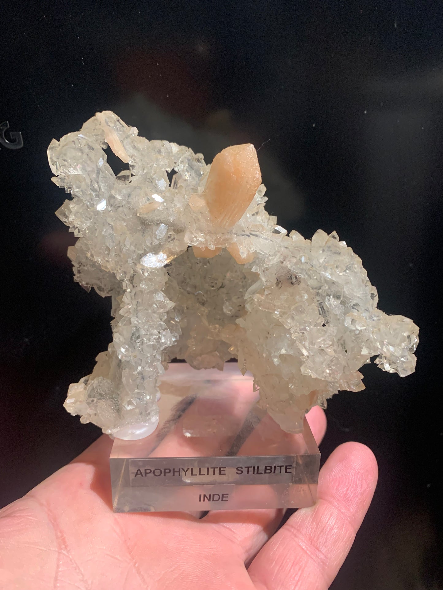 Apophyllite avec Stilbite sur socle – Superbe spécimen naturel, pièce de collection - 📽️ Vidéo disponible