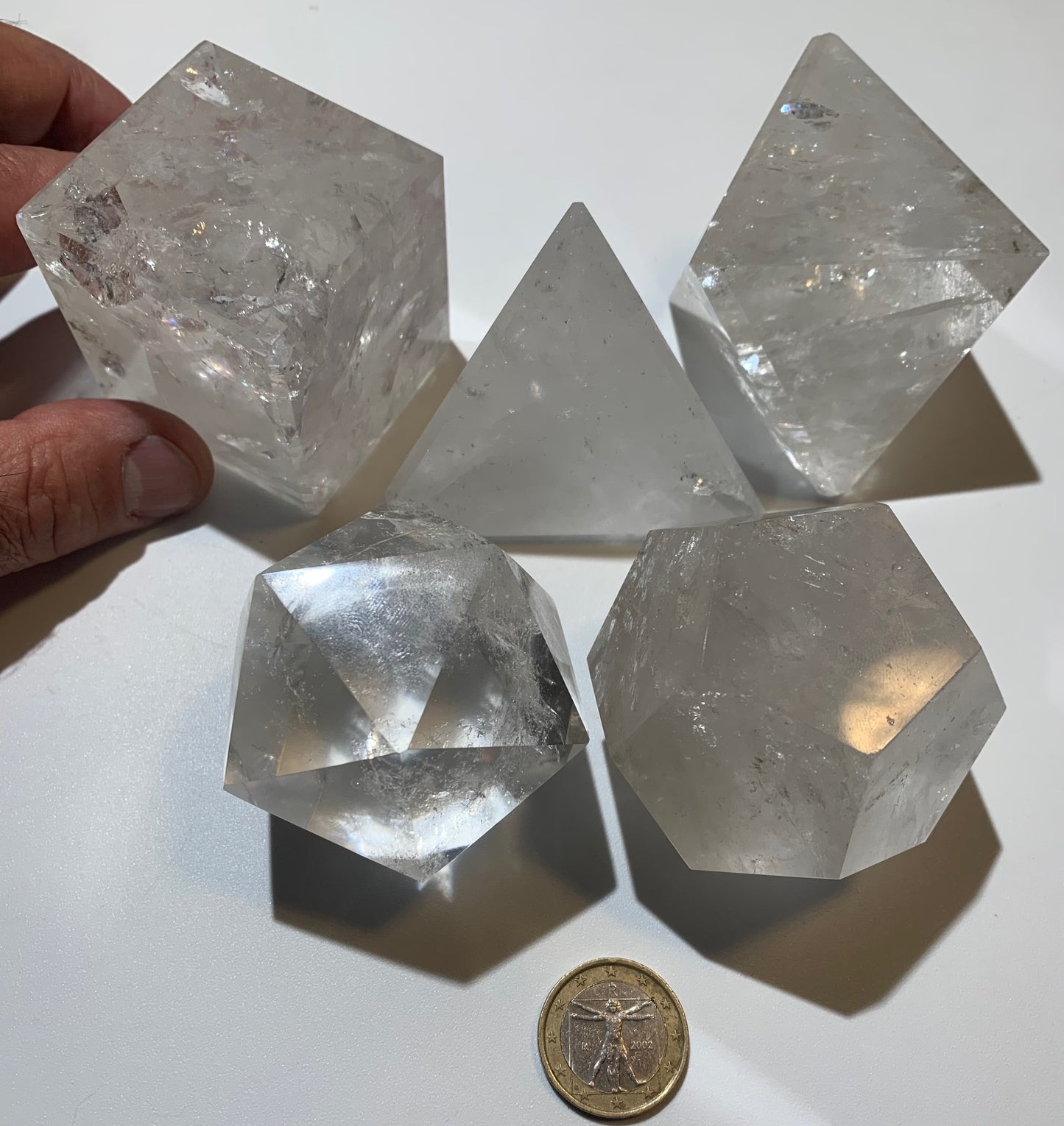 Rare ! Solides de Platon de taille XL, set de 5 pièces de 50 à 60 mm - Qualité A à AAA