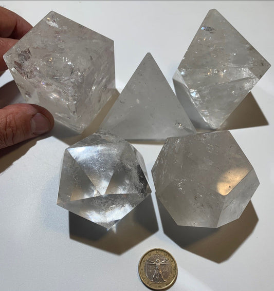 Rare! Platonic solids size XL, set of 5 pieces from 50 to 60 mm - Quality A to AAA