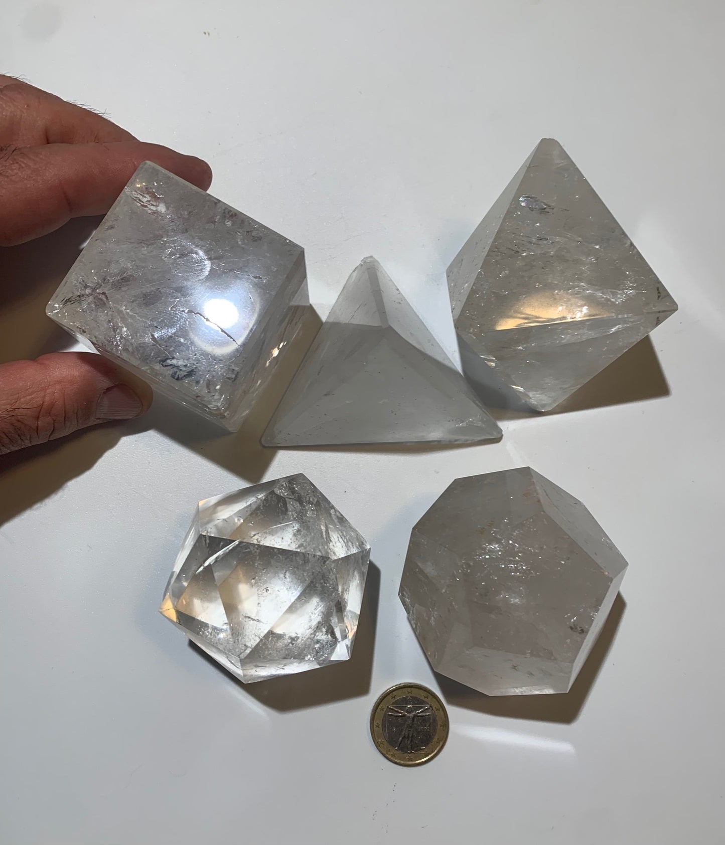 Rare ! Solides de Platon de taille XL, set de 5 pièces de 50 à 60 mm - Qualité A à AAA