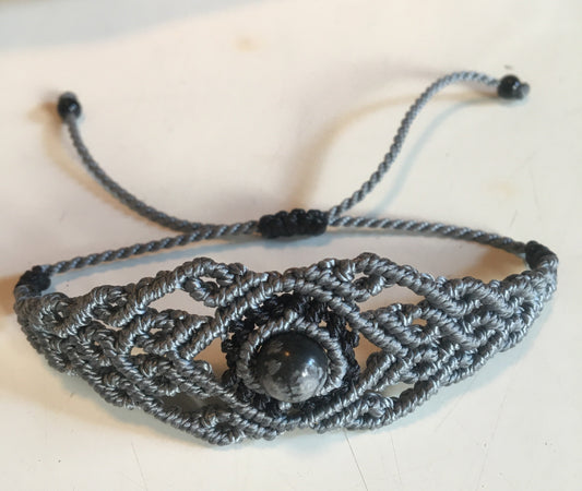 🧵 Bracelet fait main en coton tressé et pierre naturelle – Création unique Créatipik