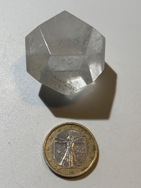 Dodécaèdre en cristal de roche, un des 5 Solides de Platon - 37 mm/ 50 gr. - Qualité A à AAA