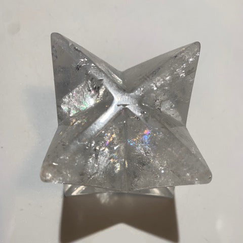 Mercaba/ Mercabah/ Merkabah (étoile à 8 branches), en cristal de roche. De 43 x 43 x 43 mm - 137 gr. Qualité A à AAA