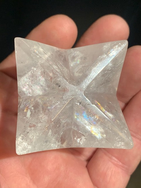 Mercaba/ Mercabah/ Merkabah (étoile à 8 branches), en cristal de roche. De 43 x 43 x 43 mm - 137 gr. Qualité A à AAA