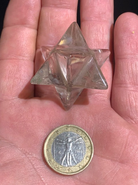 Mercaba/ Mercabah/ Merkabah (étoile à 8 branches), en cristal de roche fumé - 26 x 26 x 26 mm - 32 gr. - Qualité A à AAA