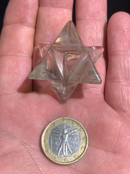 Mercaba/ Mercabah/ Merkabah (étoile à 8 branches), en cristal de roche fumé - 26 x 26 x 26 mm - 32 gr. - Qualité A à AAA