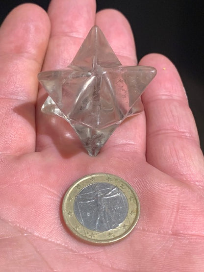 Mercaba/ Mercabah/ Merkabah (étoile à 8 branches), en cristal de roche fumé - 26 x 26 x 26 mm - 32 gr. - Qualité A à AAA