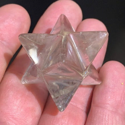 Mercaba/ Mercabah/ Merkabah (étoile à 8 branches), en cristal de roche fumé - 26 x 26 x 26 mm - 32 gr. - Qualité A à AAA