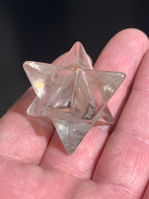 Mercaba/ Mercabah/ Merkabah (étoile à 8 branches), en cristal de roche fumé - 26 x 26 x 26 mm - 32 gr. - Qualité A à AAA