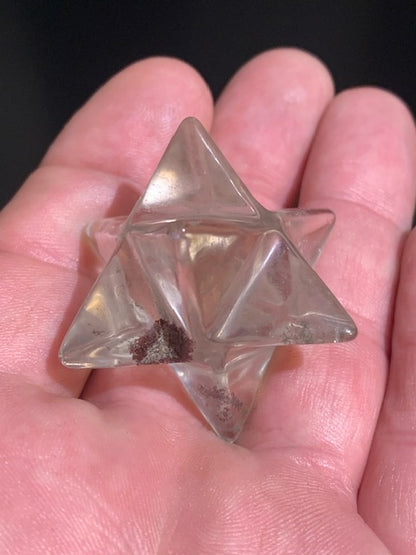 Mercaba/ Mercabah/ Merkabah (étoile à 8 branches), en cristal de roche fumé - 26 x 26 x 26 mm - 32 gr. - Qualité A à AAA