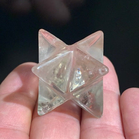 Mercaba/ Mercabah/ Merkabah (étoile à 8 branches), en cristal de roche fumé - 26 x 26 x 26 mm - 32 gr. - Qualité A à AAA