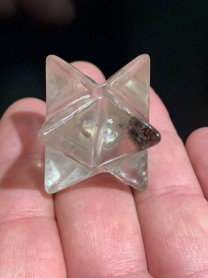Mercaba/ Mercabah/ Merkabah (étoile à 8 branches), en cristal de roche fumé - 26 x 26 x 26 mm - 32 gr. - Qualité A à AAA