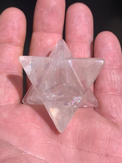 Mercaba/ Mercabah/ Merkabah (étoile à 8 branches), en quartz rose - 33 x 33 x 33 mm - 60,2 gr. - Qualité A à AAA