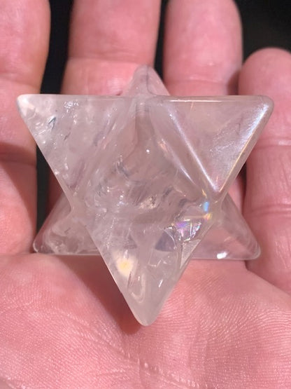 Mercaba/ Mercabah/ Merkabah (étoile à 8 branches), en quartz rose - 33 x 33 x 33 mm - 60,2 gr. - Qualité A à AAA