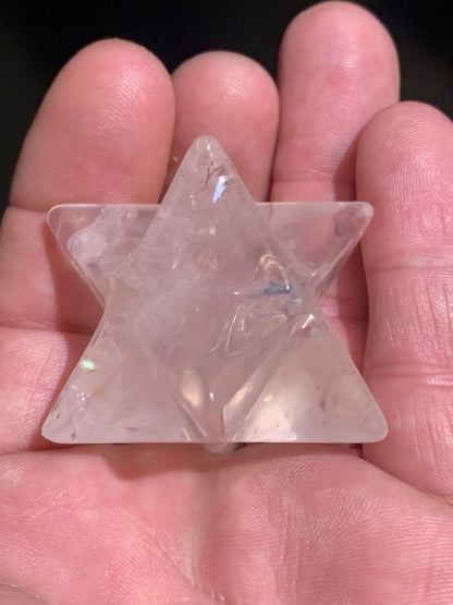 Mercaba/ Mercabah/ Merkabah (étoile à 8 branches), en quartz rose - 33 x 33 x 33 mm - 60,2 gr. - Qualité A à AAA