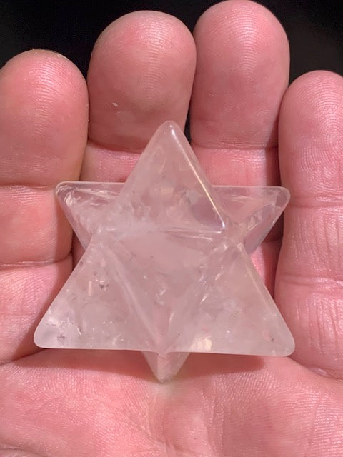 Mercaba/ Mercabah/ Merkabah (étoile à 8 branches), en quartz rose - 33 x 33 x 33 mm - 60,2 gr. - Qualité A à AAA